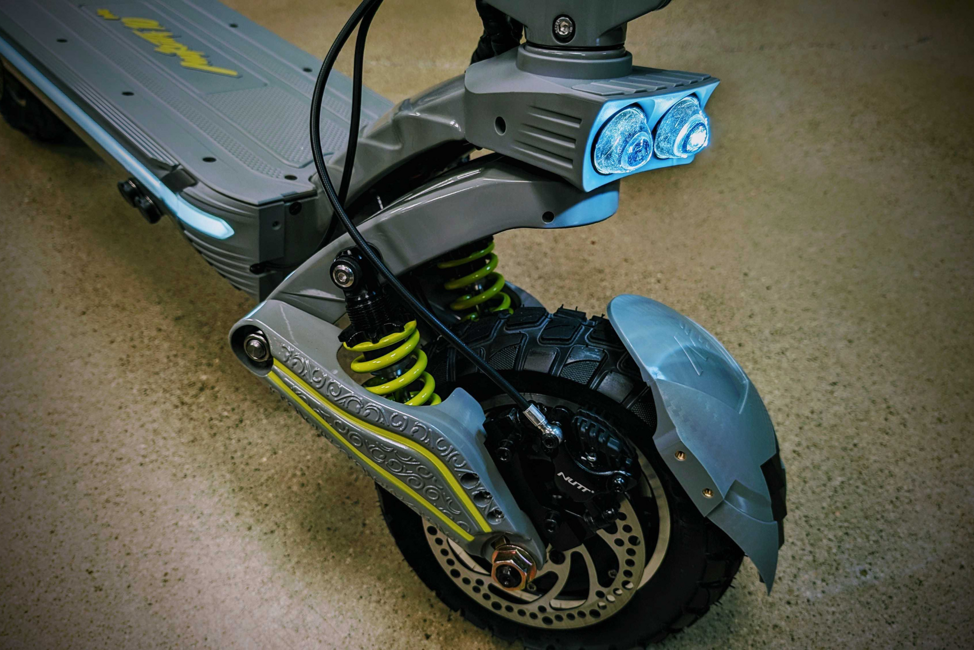 MUKUTA 10 Plus Electric Scooter, 4 Suspension Shocks, Dual Bright Headlights